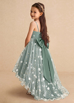 Azazie Celia Flower Girl Dresses Eucalyptus A-Line Spaghetti Strap Tulle Dress image1