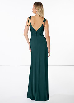 Azazie Noemi Final Sale Cedar Rose A-Line Pleated Stretch Satin Dress image2