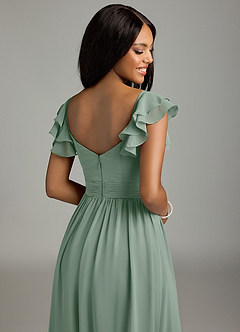 Azazie Anaya Brautjungfernkleider A-Linie Herzausschnitt Chiffon Kleid Silberner Salbei image2