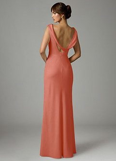 Azazie Kieryn Brudtärnklänningar Klä av Sjöjungfru i Stretch Satin Plisserad Laxrosa image5