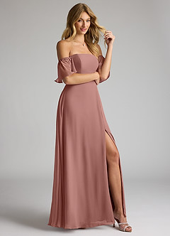 Azazie Sue Bridesmaid Dresses Cedar Rose A-Line Off the Shoulder Chiffon Convertible Dress image5