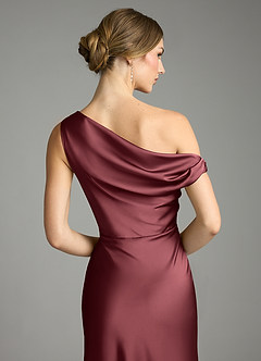 Azazie Emerson Bridesmaid Dresses Merlot Mermaid Off the Shoulder Stretch Satin Dress image7