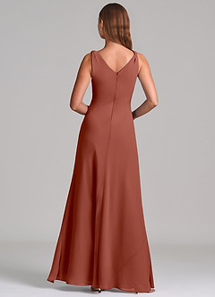 Azazie Nerine Brudtärnklänningar Klä av A-Linje i Chiffong Plisserad Kastanjebrunt image5