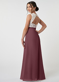 Azazie Rana Junior A-Linie Spitze Chiffon Kleid Sangria image4