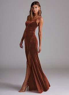 Azazie Becca Robes de demoiselle d'honneur Robe Fourreau en velours Terracotta image2