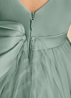 Azazie Pear Flower Girl Dresses Silver Sage Ball-Gown Bow Tulle Dress image7