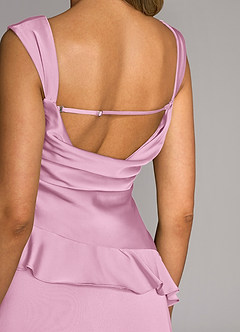 Azazie Sloane Abiti da Damigella Abito A-Line in Raso Elasticizzato Scollo a Cuore Rosa Confetto image7