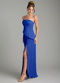 Azazie Tierney Bridesmaid Dresses Royal Blue A-Line Strapless Chiffon Convertible Dress image5
