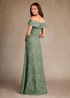 Azazie Medford Kleider für die Brautmutter A-Linie Schulterfrei Blumen-Burnout Kleid Matcha image3