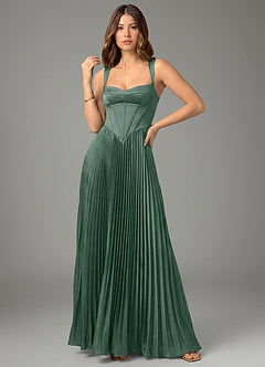 Azazie Avenelle Robes de demoiselle d'honneur Robe Trapèze en Satin extensible Corset Eucalyptus image4