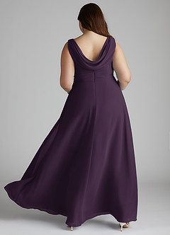 Azazie Karina Bridesmaid Dresses Plum A-Line Pleated Chiffon Dress image9