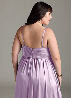 Azazie Alia Brautjungfernkleider A-Linie Plissee Stretch-Satin Kleid Frostiges Flieder image15