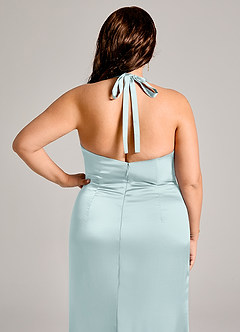 Azazie Valerie Robes de demoiselle d'honneur Robe Sirène en Satin extensible Plissée Brume image8