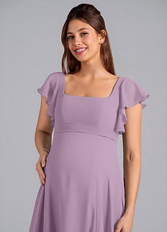 Azazie Bondi Maternity Bridesmaid Dresses A-Line Ruched Chiffon Floor-Length Dress image5