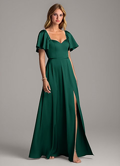 Azazie Chloe Bridesmaid Dresses Emerald A-Line Sweetheart Neckline Stretch Satin Dress image5