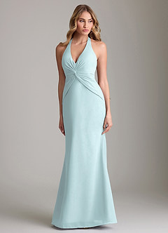 Azazie Valerie Bridesmaid Dresses Mist Mermaid Pleated Chiffon Dress image1