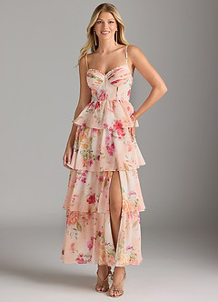 Azazie Kaiden Bridesmaid Dresses Abstract Bouquet Floral A-Line Sweetheart Neckline Chiffon Dress image1