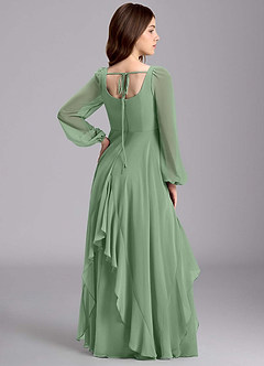 Azazie Clara Junior Abito A-Line in Chiffon Blusa Matcha image8