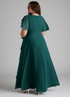 Azazie Aaliyah Modest Bridesmaid Dresses A-Line Scoop Pleated Chiffon Floor-Length Dress image9