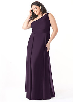 Azazie Dallas Bridesmaid Dresses Plum A-Line One Shoulder Chiffon Dress image8