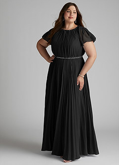 Azazie Kara Modest Bridesmaid Dresses A-Line Pleated Chiffon Floor-Length Dress image13