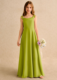 Azazie Puppy Girls Formal Flower Girl Dresses Lemongrass A-Line Pleated Chiffon Dress image5