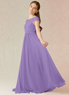 Azazie Silvermist Junior Tahiti A-Line Pleated Chiffon Dress image5