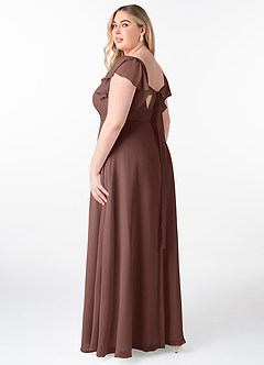 Azazie Syenna Bridesmaid Dresses Espresso A-Line Ruched Chiffon Dress image9