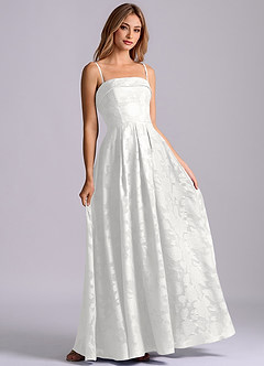 Azazie Lucienne Bridesmaid Dresses White A-Line Strapless Floral Burnout Dress image6