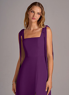 Azazie Debra Bridesmaid Dresses Grape A-Line with Pockets Chiffon Convertible Dress image7