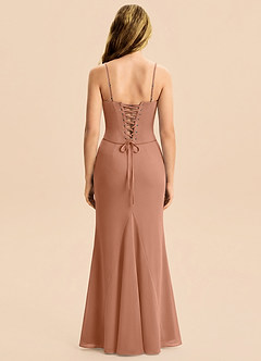 Azazie Sorrel Junior Meerjungfrau-Linie Plissee Chiffon Kleid Bronzer image7