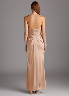 Azazie Lexie Bridesmaid Dresses English Rose Sheath Strapless Stretch Satin Convertible Dress image3
