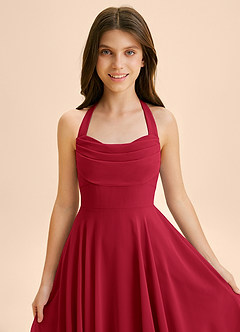 Azazie Kady Junior Robe Trapèze en Mousseline de soie Encolure en Forme de Cœur Écarlate image6