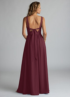 Azazie Aziza Bridesmaid Dresses Cabernet A-Line V-Neck Pleated Chiffon Dress image4