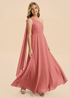 Azazie Averie Junior Antique Rose A-Line Pleated Chiffon Dress image2
