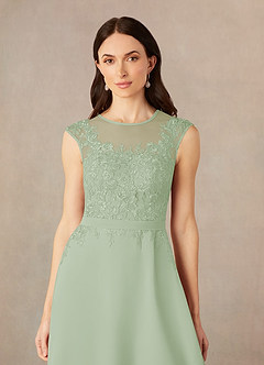 Azazie Klaus Mother of the Bride Dresses Dusty Sage A-Line Scoop Sequins Chiffon Dress image5