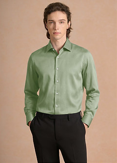 Julian Dusty Sage Stretch Satin Dress Shirt