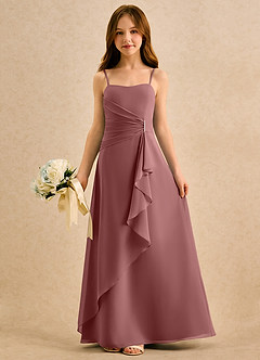 Azazie lolly Girls Formal Sukienki dla dziewczynek sypiących kwiaty Linia A Pofałdowany Szyfon Długość podłogi Sukienka image3