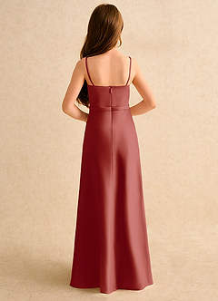 Azazie Fishie Girls Formal Sukienki dla dziewczynek sypiących kwiaty Linia A Matowy satynowy Długość podłogi Sukienka image7