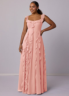 Barbie ♥ Azazie Bridesmaid Dresses Rosette A-Line with Pockets Chiffon Dress image9