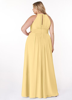 Azazie Bonnie Brautjungfernkleider Eine Linie Schlüsselloch Gerüscht Chiffon Kleid Butter image7