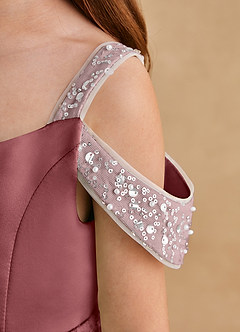 Azazie Judi Jurken voor bloemenmeisjes A-Lijn Jurk van Mat Satijn Amethist image5