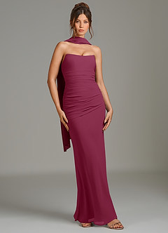 Azazie Whitley Bridesmaid Dresses Mulberry Mermaid Strapless Chiffon Dress image1
