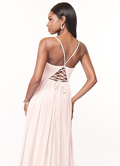 Azazie Marsol Final Sale Cabernet A-Line Corset Mesh Dress image4