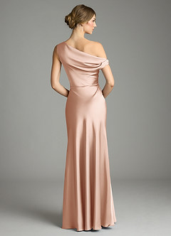 Azazie Emerson Bridesmaid Dresses Rose Gold Mermaid Off the Shoulder Stretch Satin Dress image3