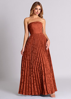 Azazie Mariana Bridesmaid Dresses Auburn A-Line Strapless Floral Burnout Convertible Dress image5