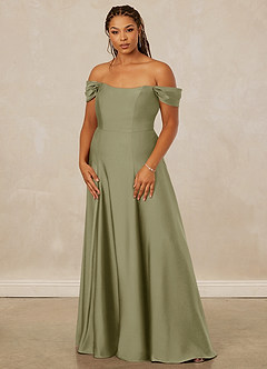 Christian Siriano Bridal for Azazie 1002 Bridesmaid Dresses Pistachio A-Line Off the Shoulder Stretch Satin Convertible Dress image11