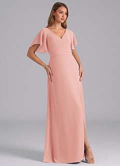 Azazie Ambrosia Bridesmaid Dresses Rosette A-Line Pleated Chiffon Dress image4