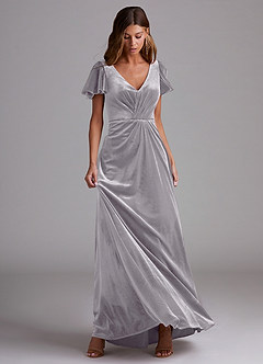 Azazie Soren Bridesmaid Dresses French Lilac A-Line Velvet Dress image4