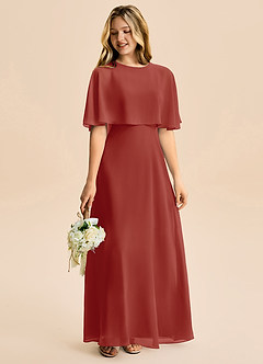 Azazie Maris Junior Abito A-Line in Chiffon Terracotta image6
